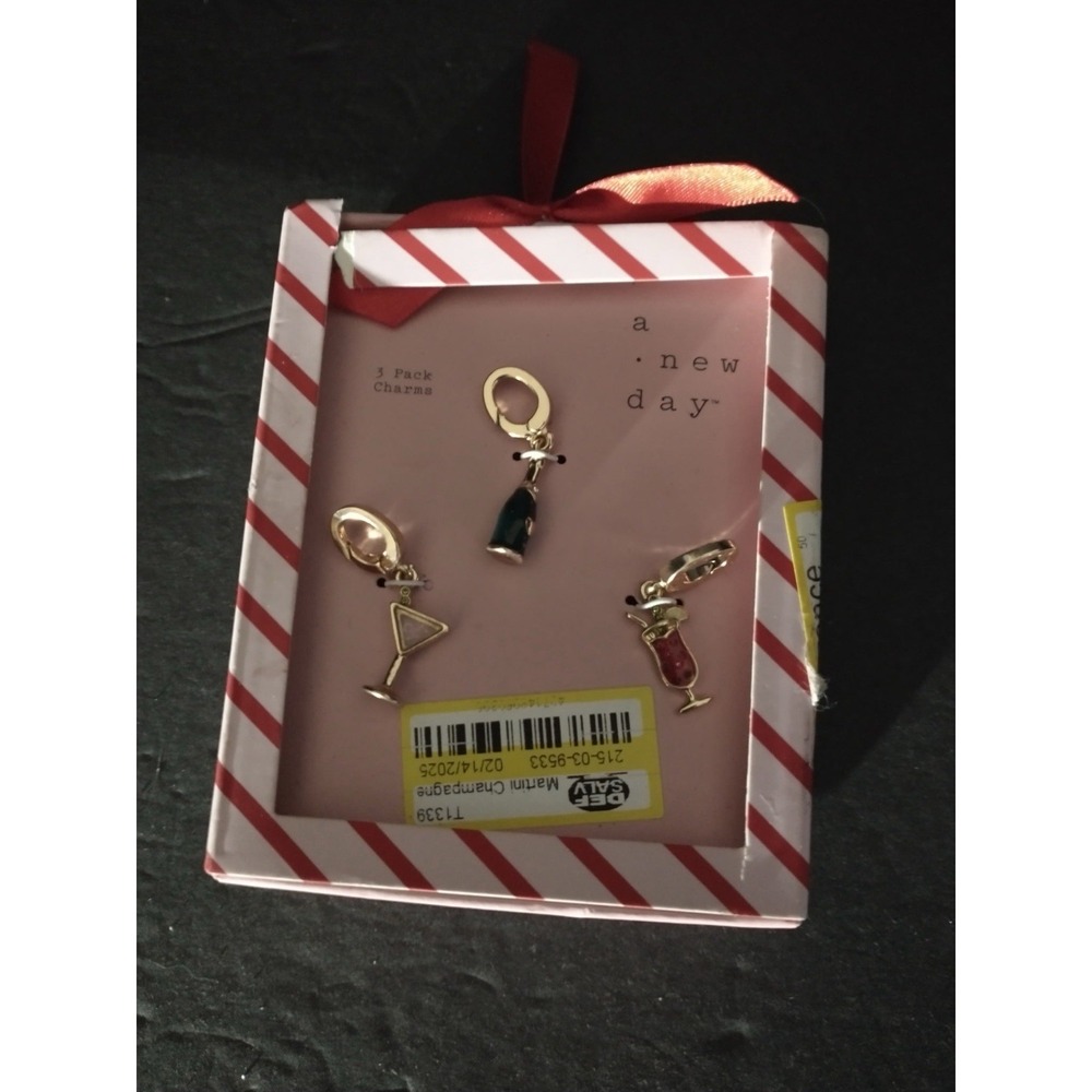 New Target A New Day Set Of 3 Martini Charms For Bracelet